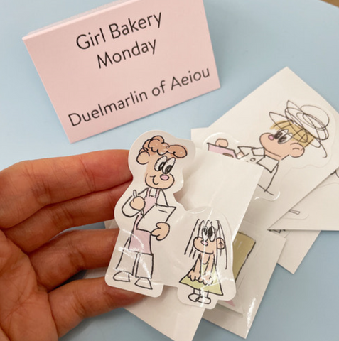 [Aeiou] Girl Bakery Sticker Monday 6 set
