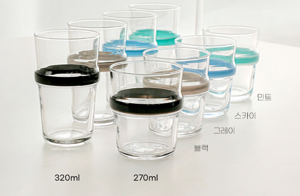 [SINON SHOP] Colour Line Glass Cup 4P Set(270ml/320ml)