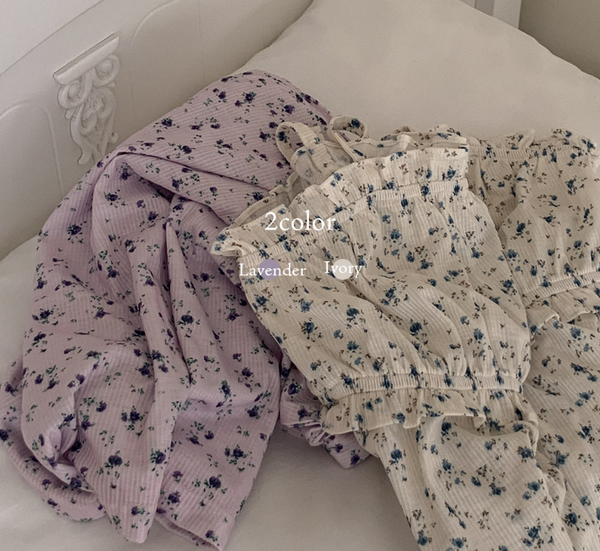 [Juuneedu] Flower Dress Shorts Set