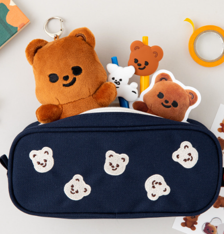 [pureureum design] Cupid Bear Pencil Pouch (Beige/ Navy)