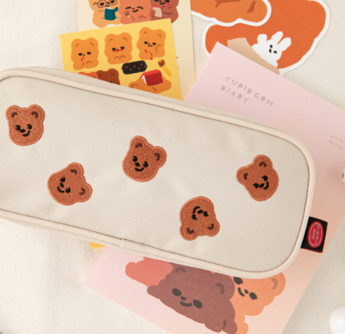 [pureureum design] Cupid Bear Pencil Pouch (Beige/ Navy)