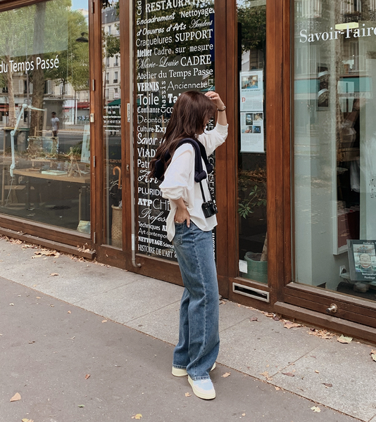 [SLOWAND] # SLOWMADE Today Wide Dark Blue Denim Pants (+Long ver)