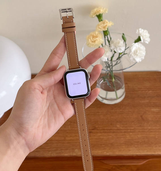 [LE SANS] Natural Leather Slim Apple Watch Strap