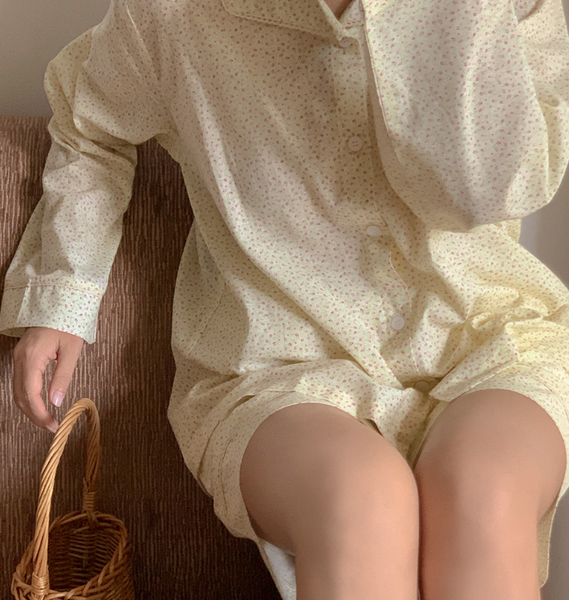 [Juuneedu] Breeze Flora Wing Collar Pajama Set