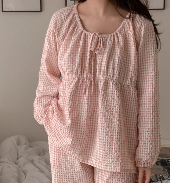 [Juuneedu] April Seersucker Long Sleeved Pajama Set