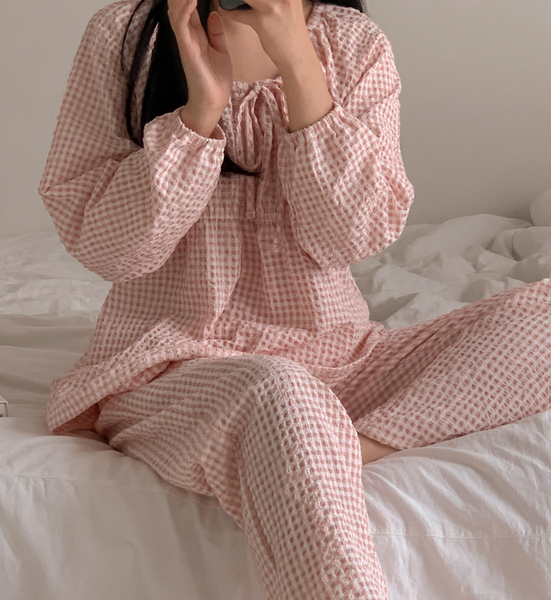 [Juuneedu] April Seersucker Long Sleeved Pajama Set