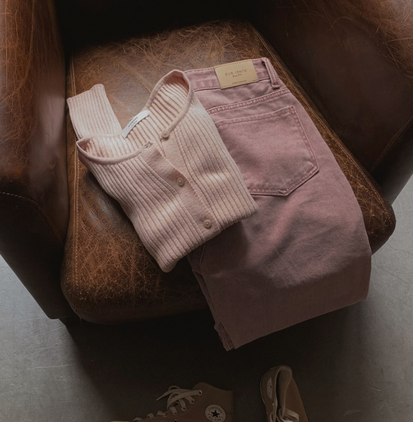 [SLOWAND] Today Mute Pink Vintage Denim Pants