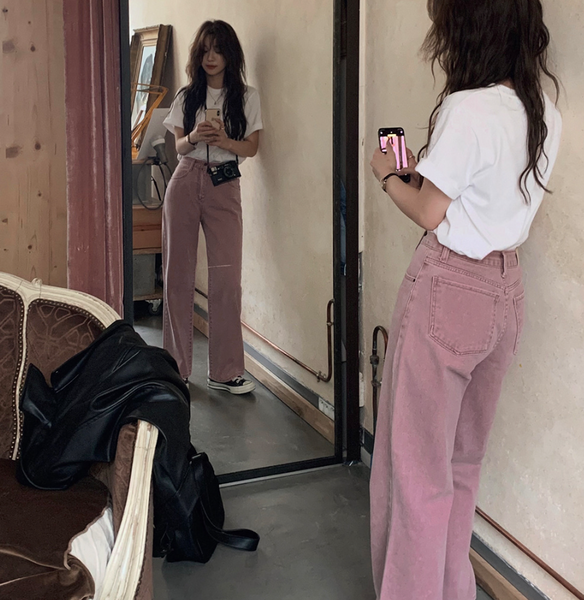 [SLOWAND] Today Mute Pink Vintage Denim Pants