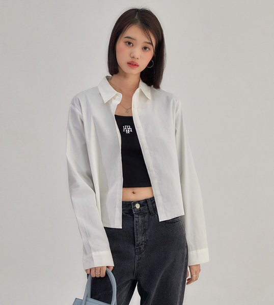 [muahmuah] Square Neck Crop Long Sleeve