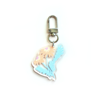 [greenyeveryday] Fluffy Flower Keyring