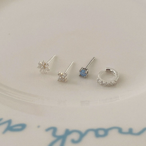 [SOYE PI-NE] Bubble White Flower Earrings Set
