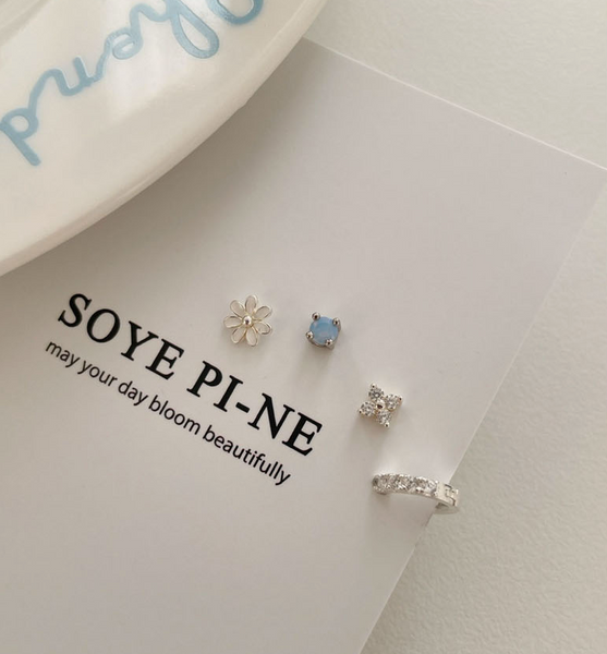 [SOYE PI-NE] Bubble White Flower Earrings Set