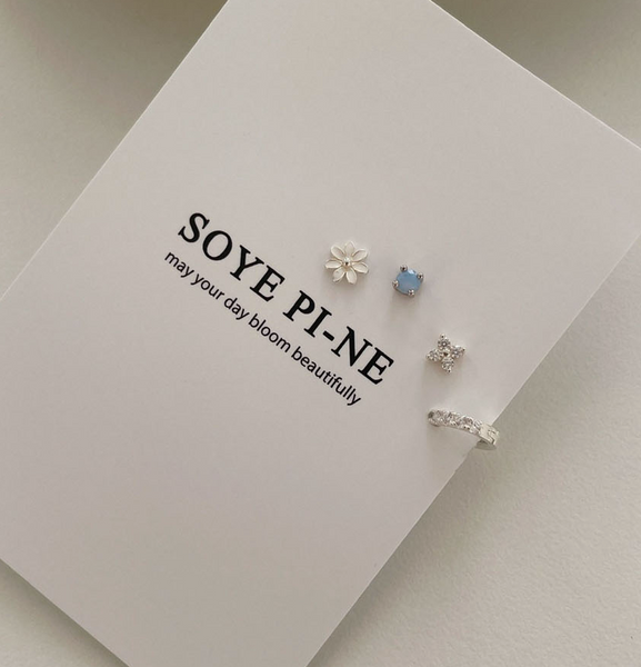 [SOYE PI-NE] Bubble White Flower Earrings Set