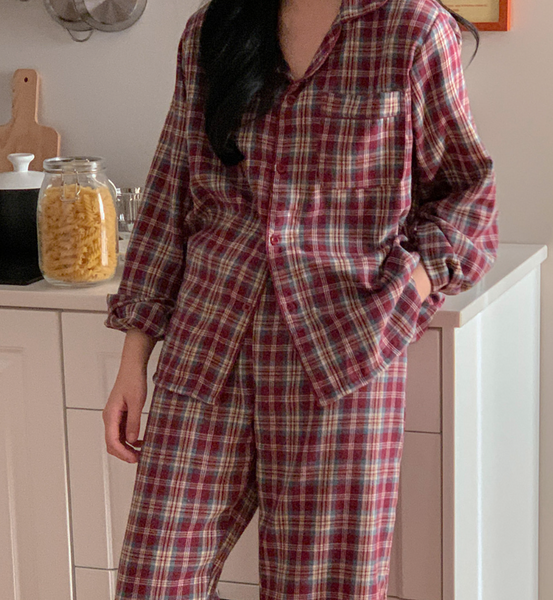 [Juuneedu] Jeu Carol Tartan Check Pajamas Set