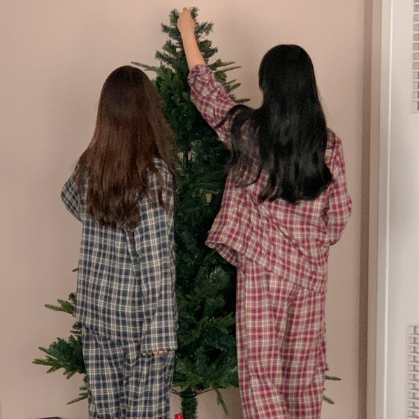 [Juuneedu] Jeu Carol Tartan Check Pajamas Set