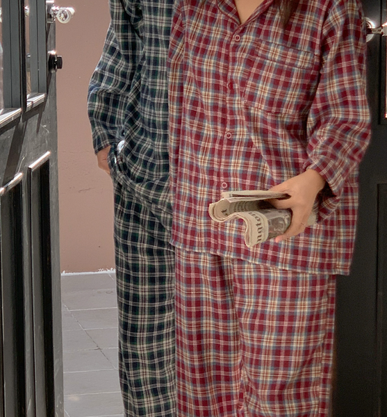 [Juuneedu] Jeu Carol Tartan Check Pajamas Set