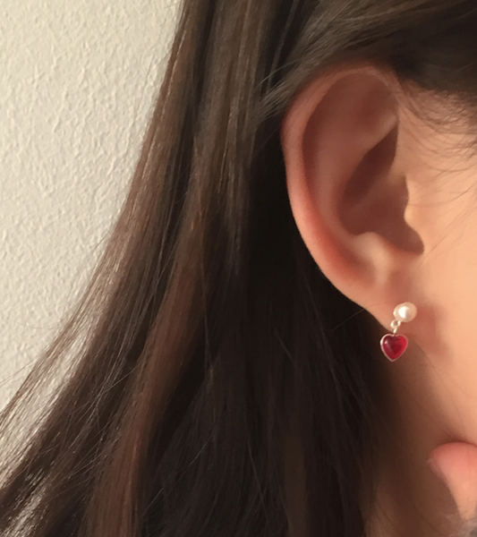 [moat] Red Pearl Earring (silver925)