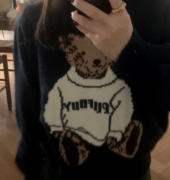 [GIRLS RECIPE] Teddy Bear Loose Fit Knitwear