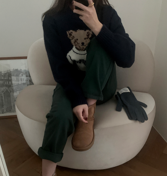 [GIRLS RECIPE] Teddy Bear Loose Fit Knitwear