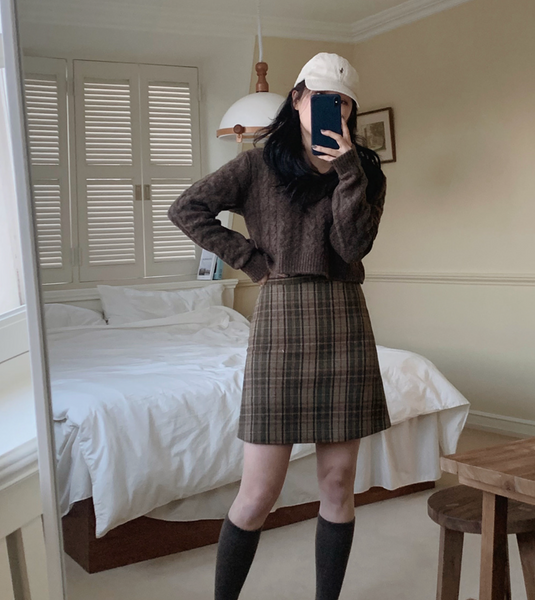 [SLOWAND] # SLOWMADE Classic Wool Check Skirt