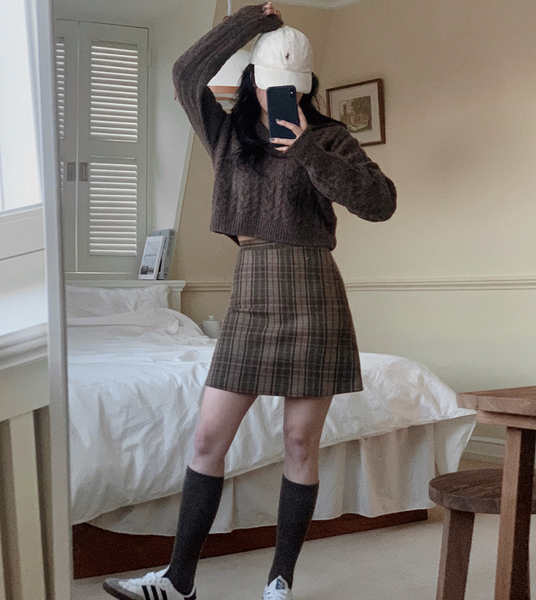 [SLOWAND] # SLOWMADE Classic Wool Check Skirt