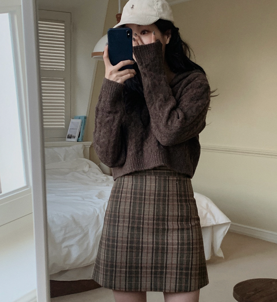 [SLOWAND] # SLOWMADE Classic Wool Check Skirt