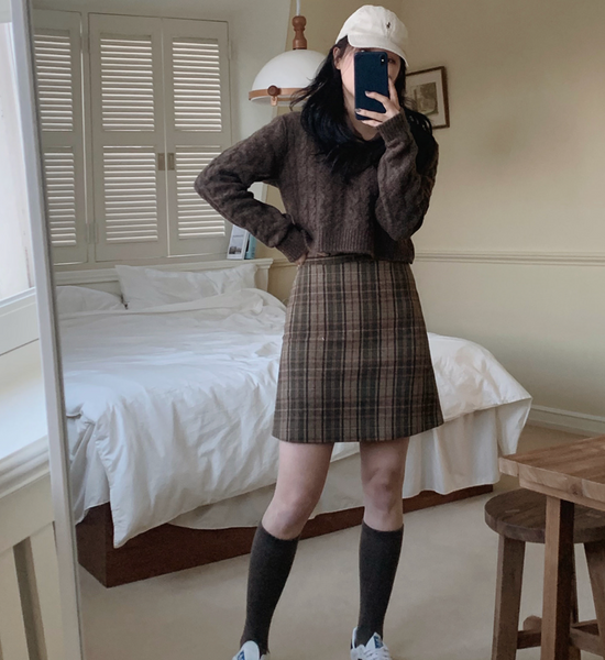 [SLOWAND] # SLOWMADE Classic Wool Check Skirt