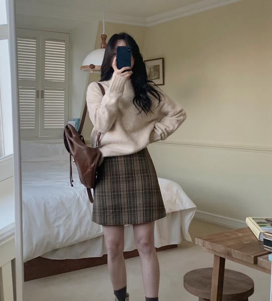 [SLOWAND] # SLOWMADE Classic Wool Check Skirt