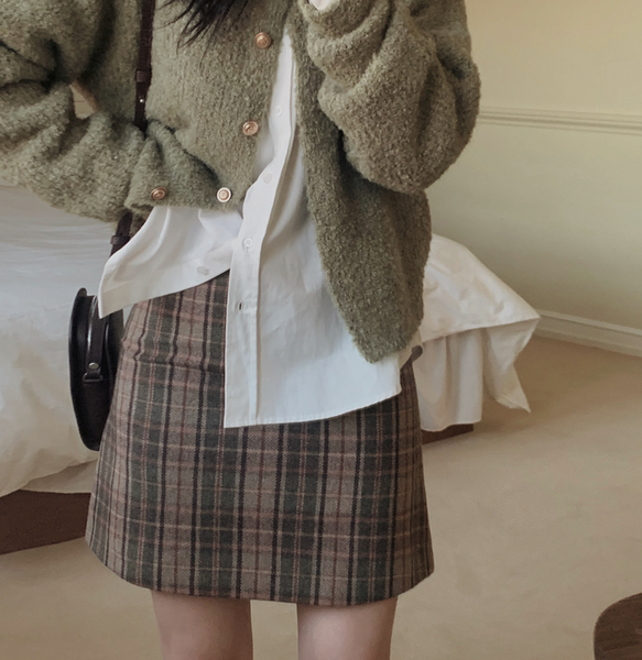 [SLOWAND] # SLOWMADE Classic Wool Check Skirt