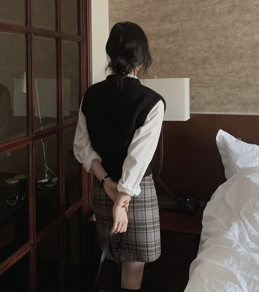 [SLOWAND] # SLOWMADE Classic Wool Check Skirt