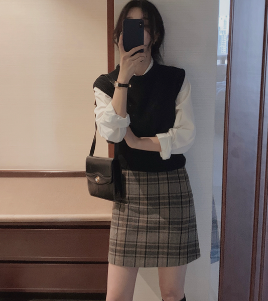 [SLOWAND] # SLOWMADE Classic Wool Check Skirt