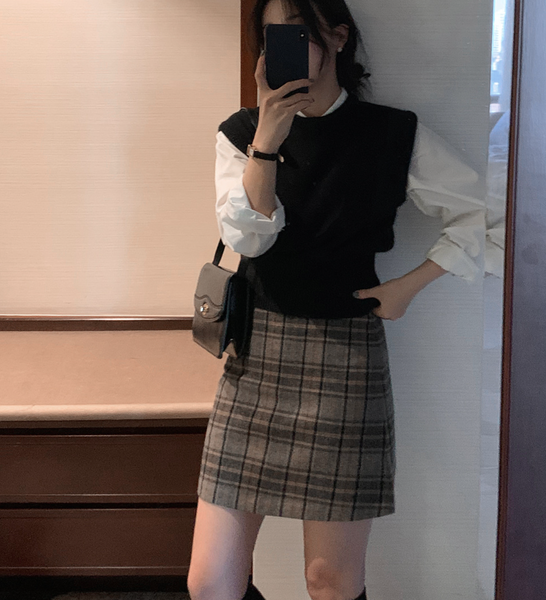 [SLOWAND] # SLOWMADE Classic Wool Check Skirt