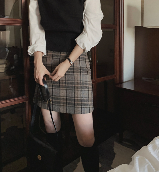 [SLOWAND] # SLOWMADE Classic Wool Check Skirt