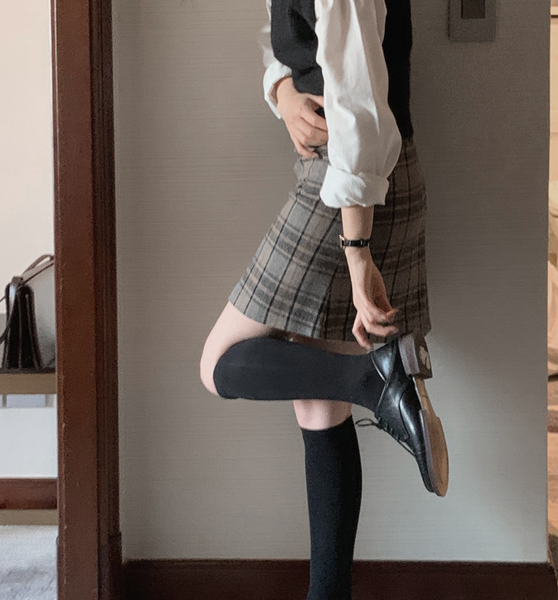 [SLOWAND] # SLOWMADE Classic Wool Check Skirt