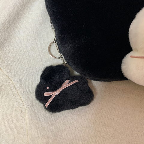 [BBIBIT] Cotton Bunny Popo Handmade Keyring (Black)