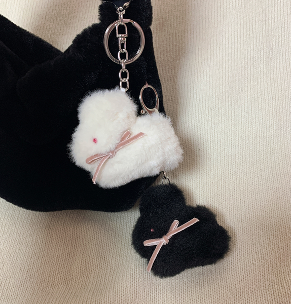 [BBIBIT] Cotton Bunny Popo Handmade Keyring (Black)