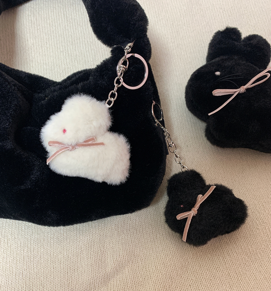 [BBIBIT] Cotton Bunny Popo Handmade Keyring (Black)