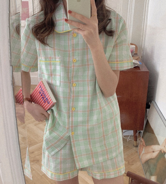 [leon bleu] Rove Cotton Homewear Set (Lemon Green)