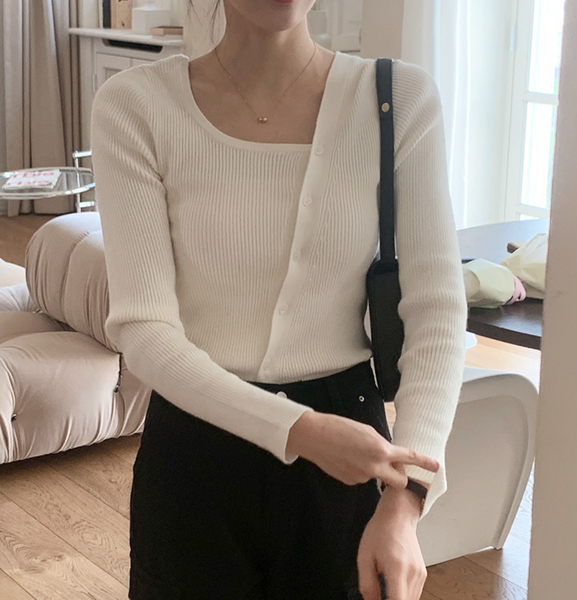 [SLOWAND] Thin Fit Button Knitwear