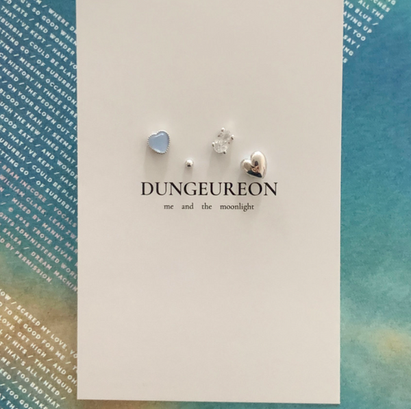 [DUNGEUREON] Naomi Heart Earrings Set