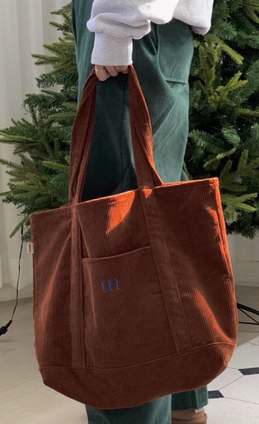 [untidy] Corduroy Shopper Bag Brown