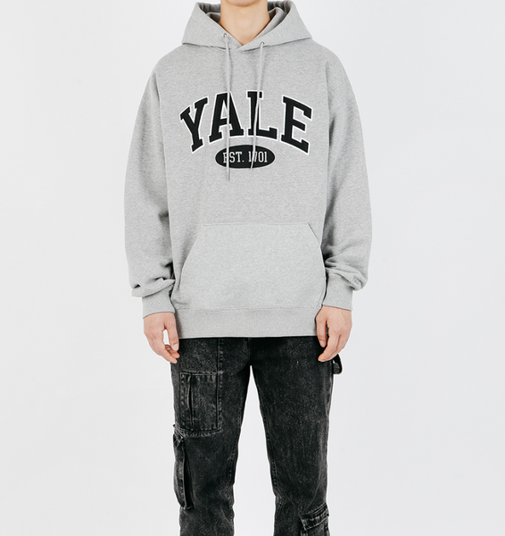 [YALE] 2 TONE ARCH HOODIE GRAY