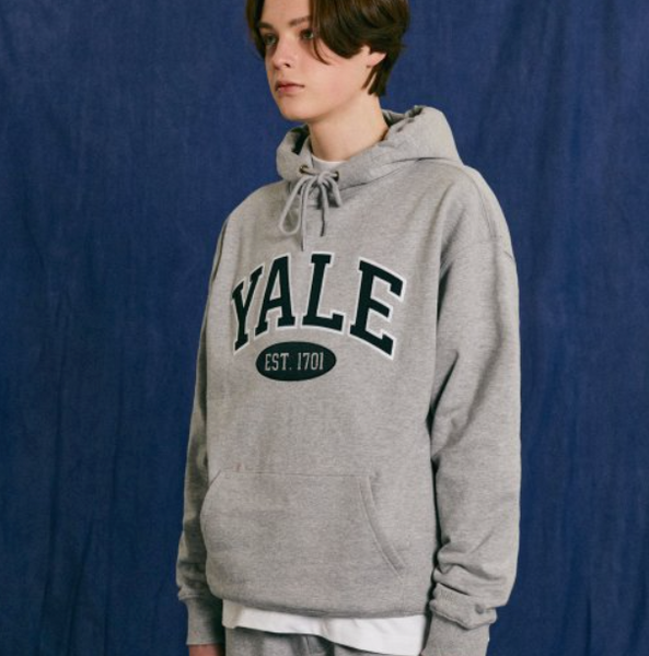 [YALE] 2 TONE ARCH HOODIE GRAY