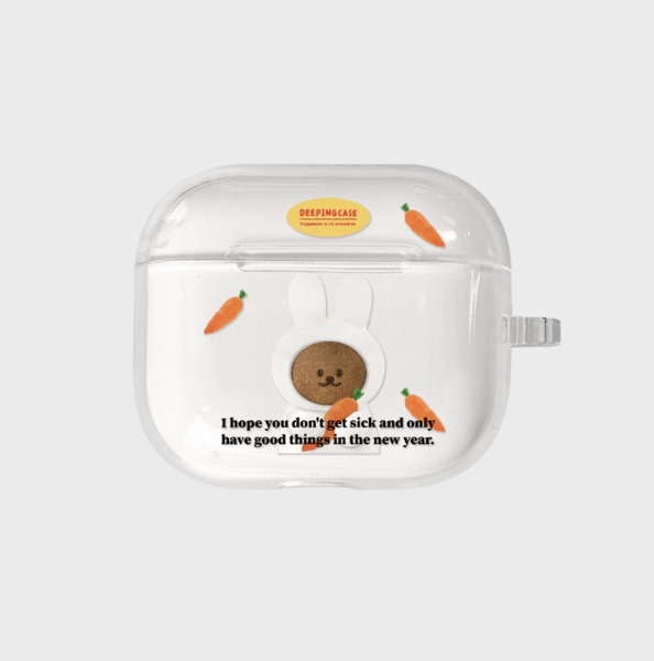 [DEEPING CASE] 행복한 토끼 Clear Airpods Case