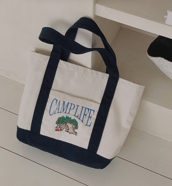 [SLOWAND] CAMPER Embroidered Canvas Bag