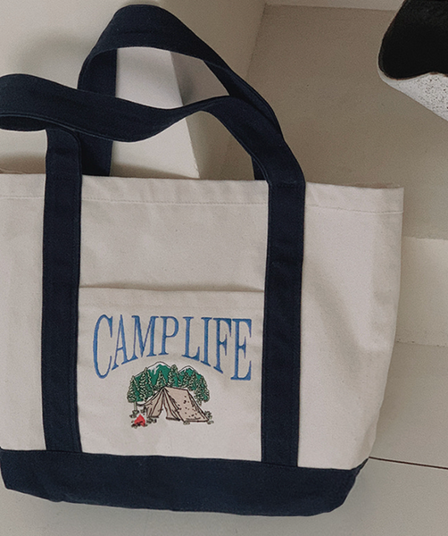 [SLOWAND] CAMPER Embroidered Canvas Bag