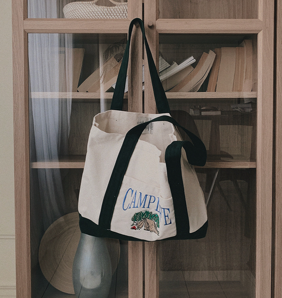 [SLOWAND] CAMPER Embroidered Canvas Bag