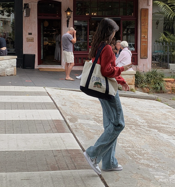 [SLOWAND] CAMPER Embroidered Canvas Bag