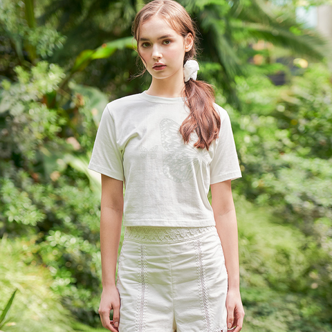 [Letter from Moon] Fade-out Butterfly T-shirt (Ivory)