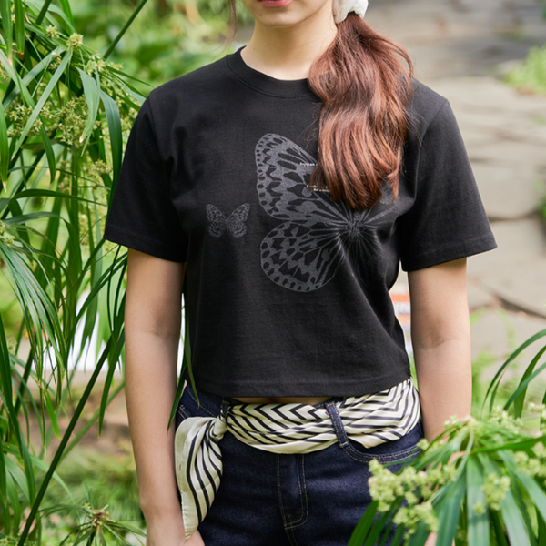 [Letter from Moon] Fade-out Butterfly T-shirt (Black)